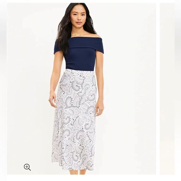 LOFT Paisley Bias Midi Skirt size Medium New With Tags style 602622 - Picture 1 of 13